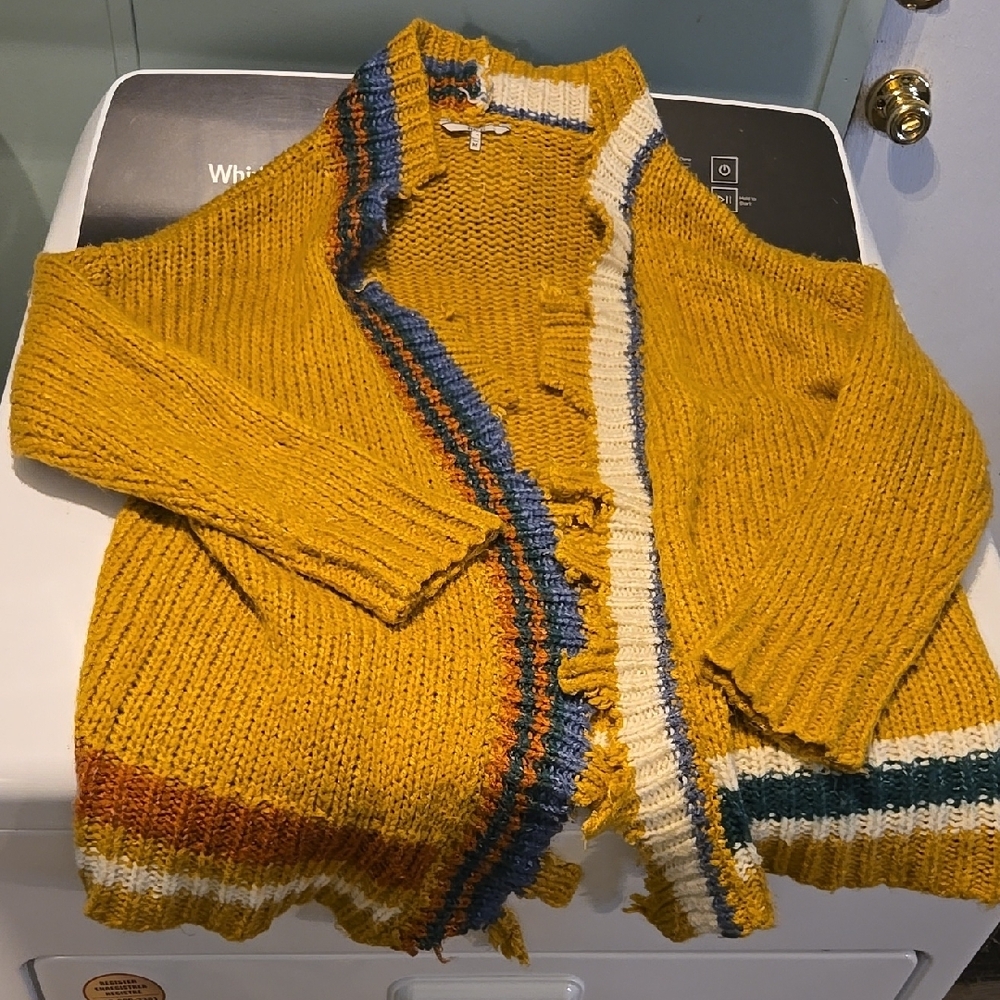 Mustard Yellow Knit Cardigan Sweater